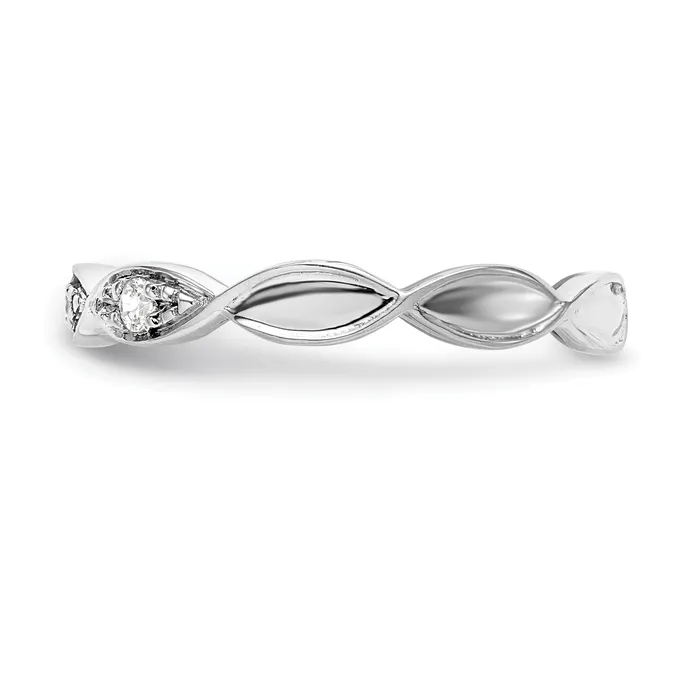Goldia Rings 010ct CZ Solid Real 14K White Gold Wedding Band Ring