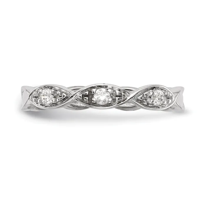 Goldia Rings 010ct CZ Solid Real 14K White Gold Wedding Band Ring