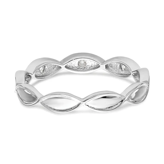 Goldia Rings 010ct CZ Solid Real 14K White Gold Wedding Band Ring