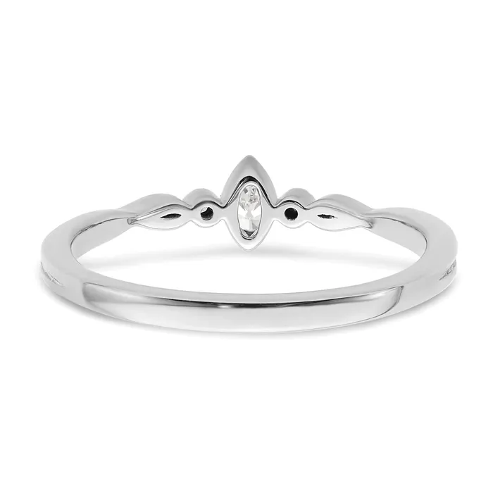 Goldia Rings 011ct CZ Solid Real 14k White Polish Petite Beaded Edge Marquise Complete Dia Ring