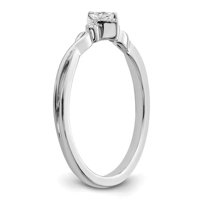 Goldia Rings 011ct CZ Solid Real 14k White Polish Petite Beaded Edge Marquise Complete Dia Ring