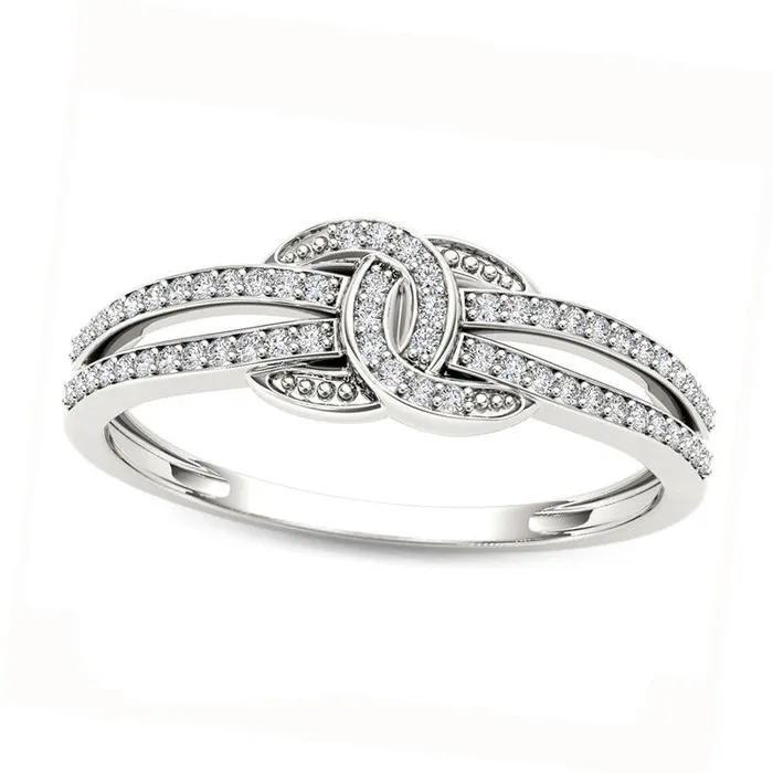 Goldia Rings 013 CT TW Natural Diamond Interlocking Circles Ring in Solid 10K White Gold Goldia Rings 013 CT TW Natural Diamond Interlocking Circles Ring in Solid 10K White Gold
