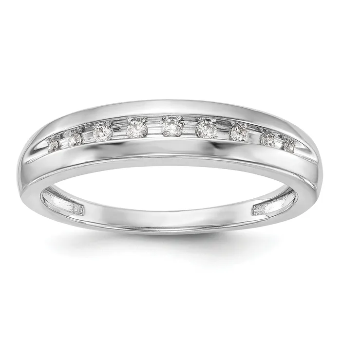 Goldia Rings 013ct CZ Solid Real 14K White Gold Mens Wedding Band Ring