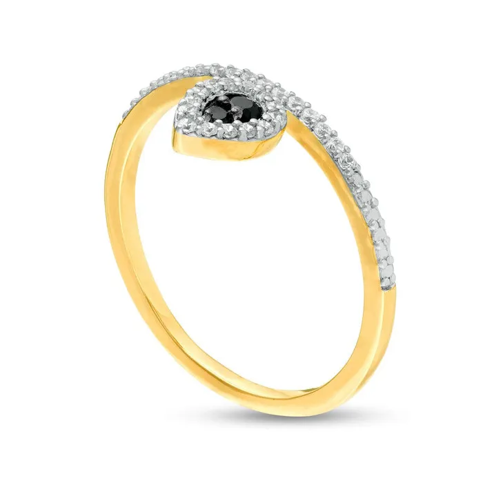 Goldia Rings 017 CT TW Enhanced Black and White Composite Natural Diamond PearShaped Frame Promise Ring in Solid 10K Yellow Gold Goldia Rings 017 CT TW Enhanced Black and White Composite Natural Diamond PearShaped Frame Promise Ring in Solid 10K Yellow Gold