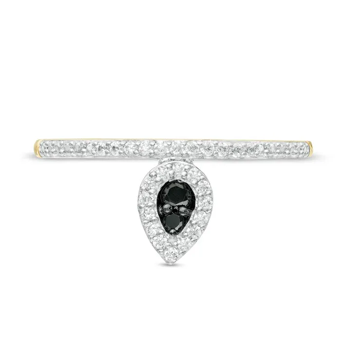 Goldia Rings 017 CT TW Enhanced Black and White Composite Natural Diamond PearShaped Frame Promise Ring in Solid 10K Yellow Gold Goldia Rings 017 CT TW Enhanced Black and White Composite Natural Diamond PearShaped Frame Promise Ring in Solid 10K Yellow Gold
