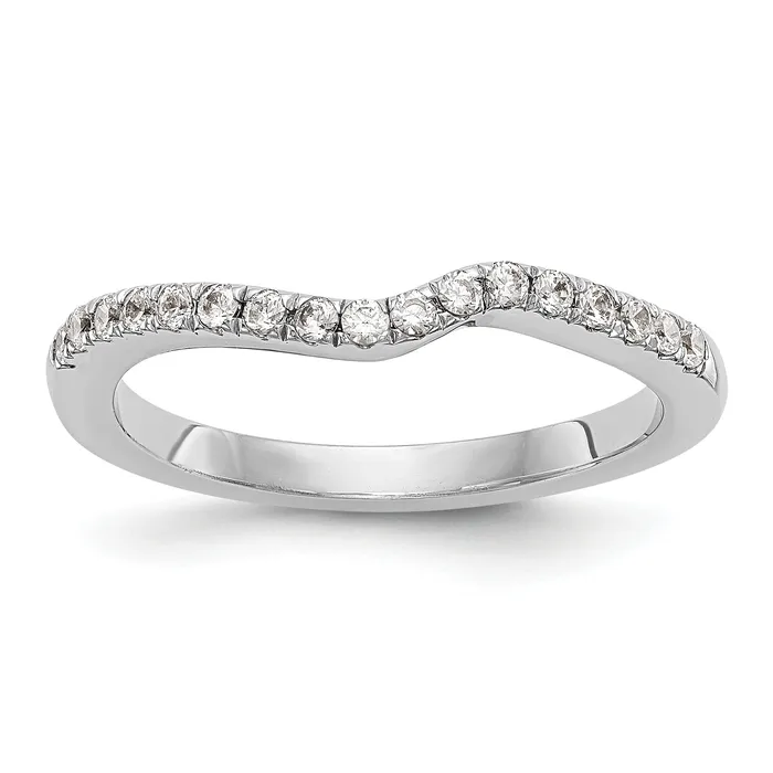 Goldia Rings 018ct CZ Solid Real 14K White Gold Contoured Wedding Wedding Band Ring Goldia Rings 018ct CZ Solid Real 14K White Gold Contoured Wedding Wedding Band Ring