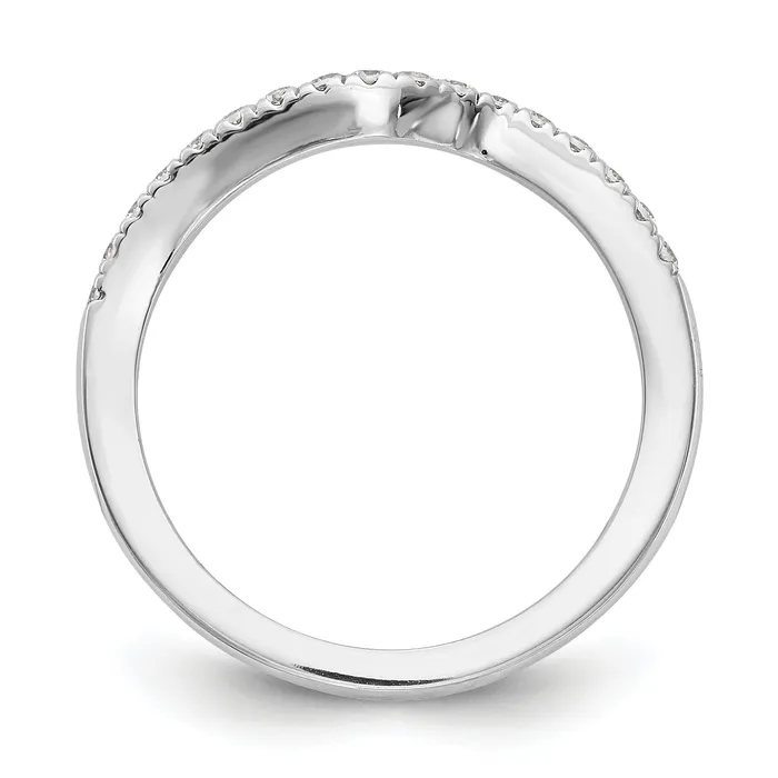 Goldia Rings 018ct CZ Solid Real 14K White Gold Contoured Wedding Wedding Band Ring