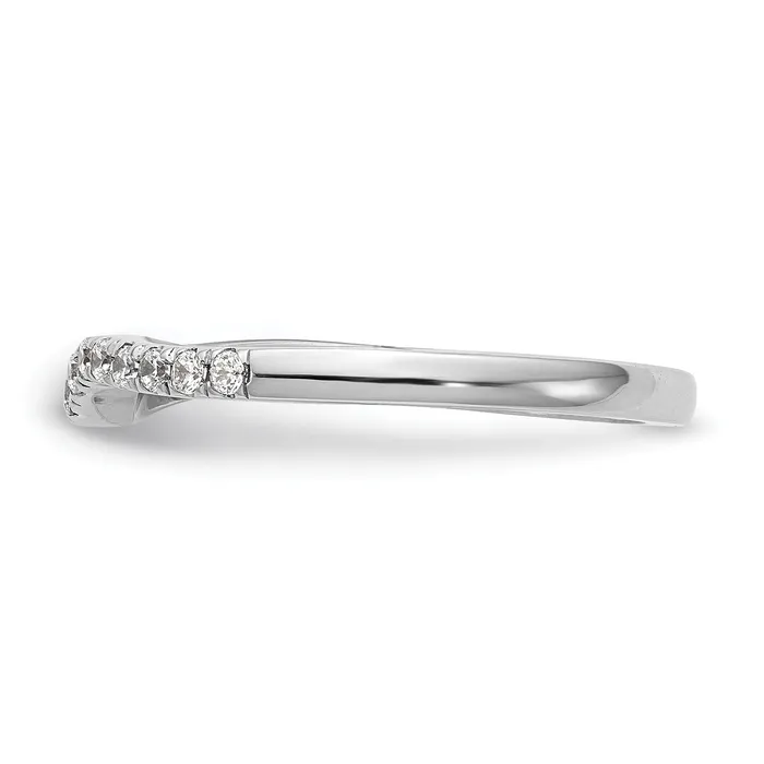 Goldia Rings 018ct CZ Solid Real 14K White Gold Contoured Wedding Wedding Band Ring