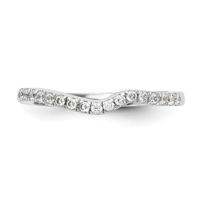 Goldia Rings 018ct CZ Solid Real 14K White Gold Contoured Wedding Wedding Band Ring