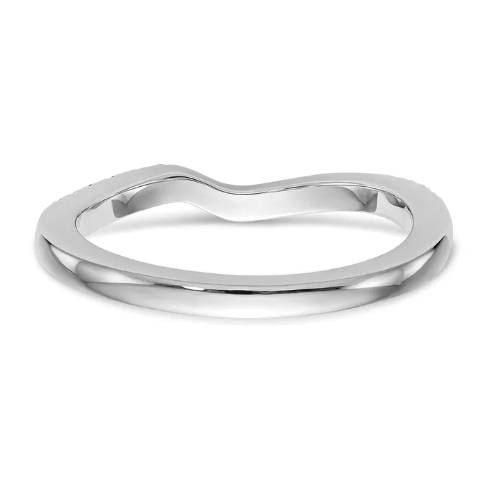 Goldia Rings 018ct CZ Solid Real 14K White Gold Contoured Wedding Wedding Band Ring