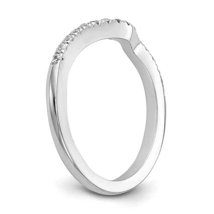 Goldia Rings 018ct CZ Solid Real 14K White Gold Contoured Wedding Wedding Band Ring