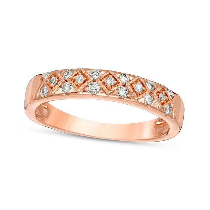 Goldia Rings 020 CT TW Certified Natural Diamond Geometric Antique VintageStyle Anniversary Band in Solid 14K Rose Gold II1 Goldia Rings 020 CT TW Certified Natural Diamond Geometric Antique VintageStyle Anniversary Band in Solid 14K Rose Gold II1