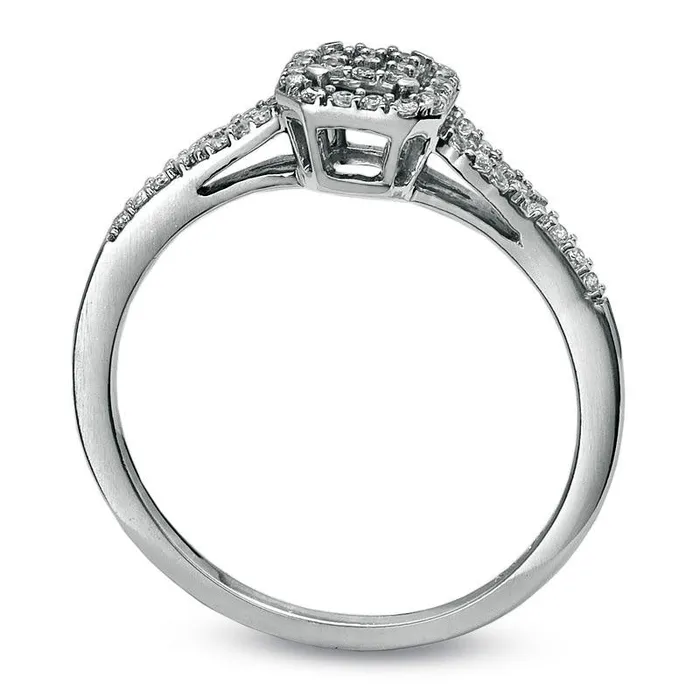 Goldia Rings 020 CT TW Composite Square Natural Diamond Antique VintageStyle Promise Ring in Solid 10K White Gold Goldia Rings 020 CT TW Composite Square Natural Diamond Antique VintageStyle Promise Ring in Solid 10K White Gold
