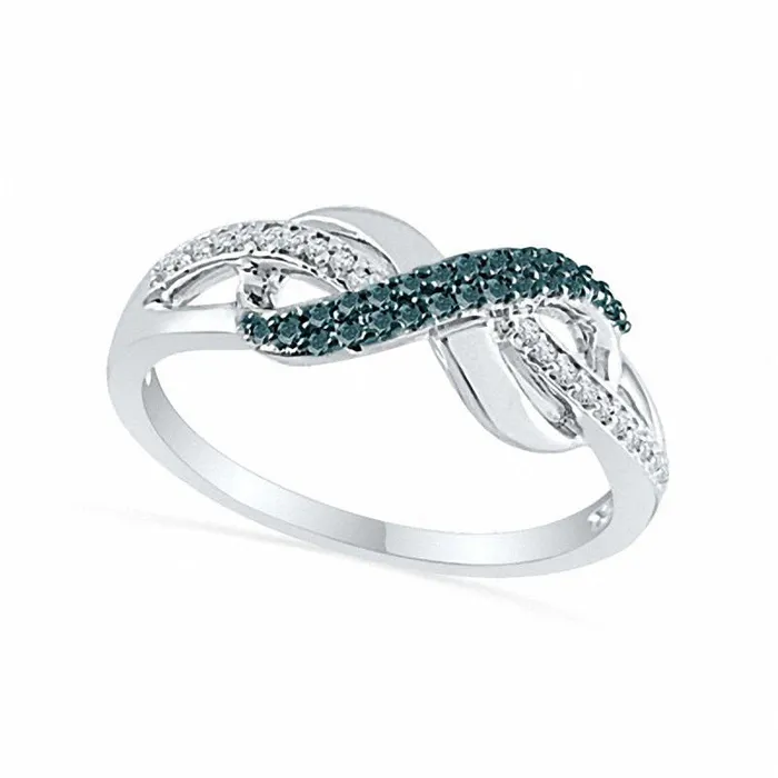 Goldia Rings 020 CT TW Enhanced Blue and White Natural Diamond Infinity Loop Ring in Sterling Silver Goldia Rings 020 CT TW Enhanced Blue and White Natural Diamond Infinity Loop Ring in Sterling Silver