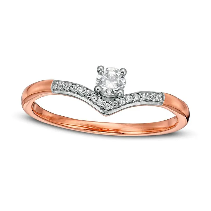 Goldia Rings 020 CT TW Natural Diamond Chevron Promise Ring in Solid 10K Rose Gold Goldia Rings 020 CT TW Natural Diamond Chevron Promise Ring in Solid 10K Rose Gold