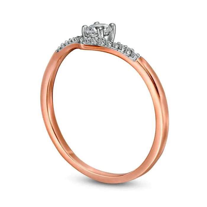 Goldia Rings 020 CT TW Natural Diamond Chevron Promise Ring in Solid 10K Rose Gold Goldia Rings 020 CT TW Natural Diamond Chevron Promise Ring in Solid 10K Rose Gold