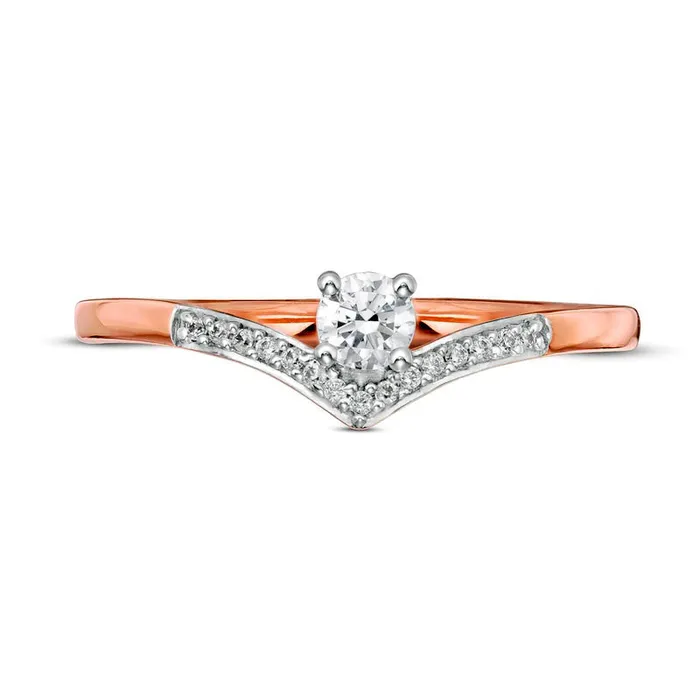 Goldia Rings 020 CT TW Natural Diamond Chevron Promise Ring in Solid 10K Rose Gold Goldia Rings 020 CT TW Natural Diamond Chevron Promise Ring in Solid 10K Rose Gold