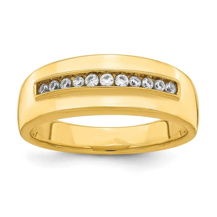 Goldia Rings 023ct CZ Solid Real 14k Mens Wedding Band Ring