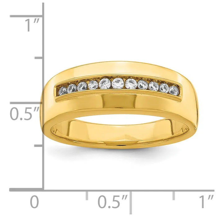 Goldia Rings 023ct CZ Solid Real 14k Mens Wedding Band Ring