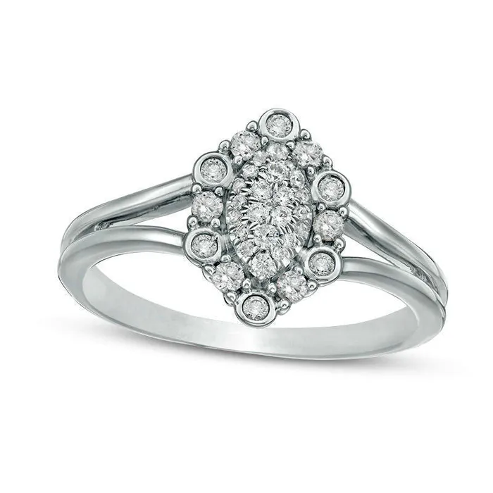 Goldia Rings 025 CT TW Composite Natural Diamond Marquise Frame Split Shank Promise Ring in Sterling Silver Goldia Rings 025 CT TW Composite Natural Diamond Marquise Frame Split Shank Promise Ring in Sterling Silver