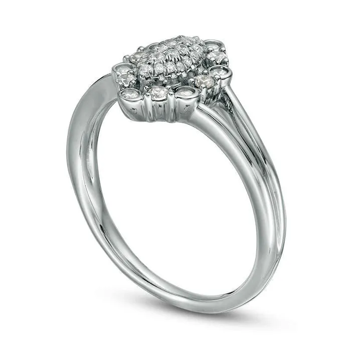 Goldia Rings 025 CT TW Composite Natural Diamond Marquise Frame Split Shank Promise Ring in Sterling Silver Goldia Rings 025 CT TW Composite Natural Diamond Marquise Frame Split Shank Promise Ring in Sterling Silver