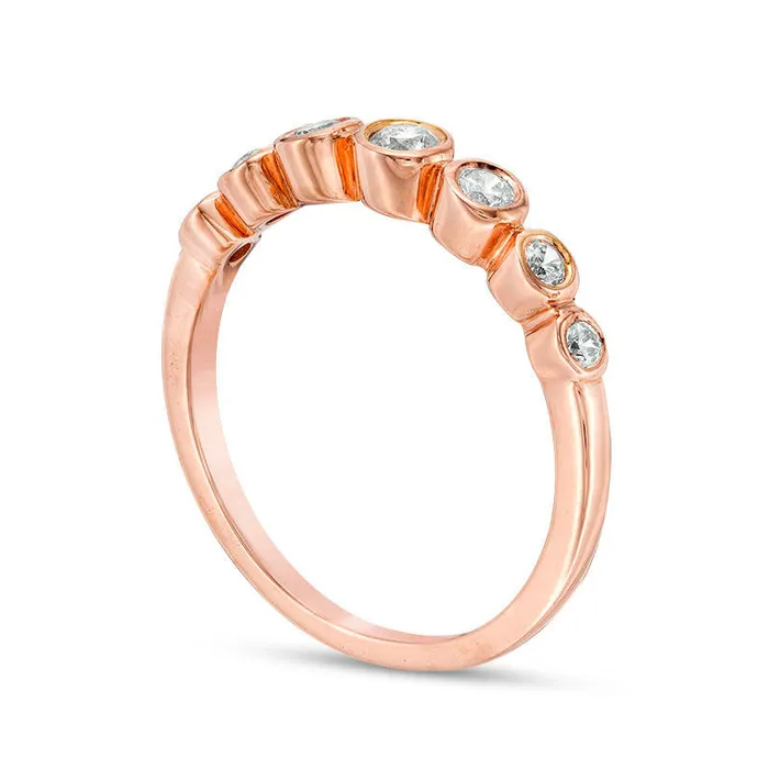 Goldia Rings 025 CT TW Natural Diamond Bubble Stackable Band in Solid 10K Rose Gold Goldia Rings 025 CT TW Natural Diamond Bubble Stackable Band in Solid 10K Rose Gold