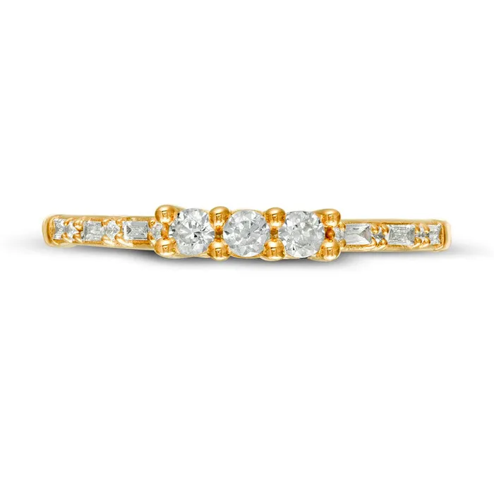 Goldia Rings 025 CT TW Natural Diamond Three Stone Promise Ring in Solid 10K Yellow Gold Goldia Rings 025 CT TW Natural Diamond Three Stone Promise Ring in Solid 10K Yellow Gold