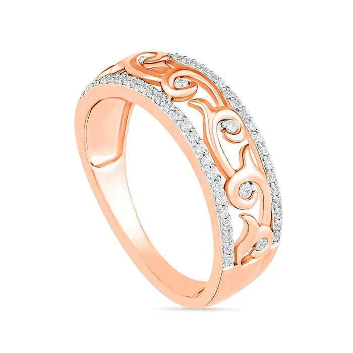 Goldia Rings 025 CT TW Natural Diamond Vine Ring in Solid 10K Rose Gold Goldia Rings 025 CT TW Natural Diamond Vine Ring in Solid 10K Rose Gold
