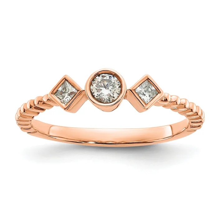 Goldia Rings 025ct CZ Solid Real 14k Rose Polish Scalloped Wedding Band Ring Petite Round Complete Dia Ring Goldia Rings 025ct CZ Solid Real 14k Rose Polish Scalloped Wedding Band Ring Petite Round Complete Dia Ring