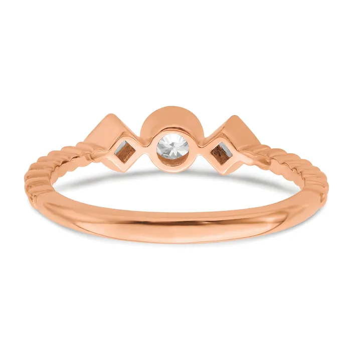 Goldia Rings 025ct CZ Solid Real 14k Rose Polish Scalloped Wedding Band Ring Petite Round Complete Dia Ring
