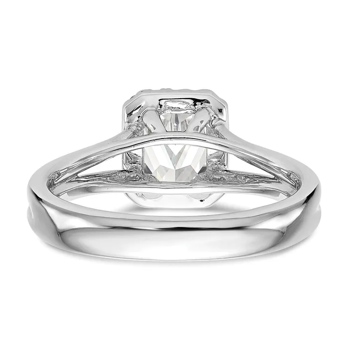 Goldia Rings 025ct CZ Solid Real 14K White Gold Emerald Halo Split Shank Engagement Ring