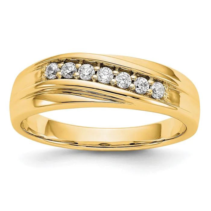 Goldia Rings 025ct CZ Solid Real 14K Yellow Gold Mens Wedding Band Ring
