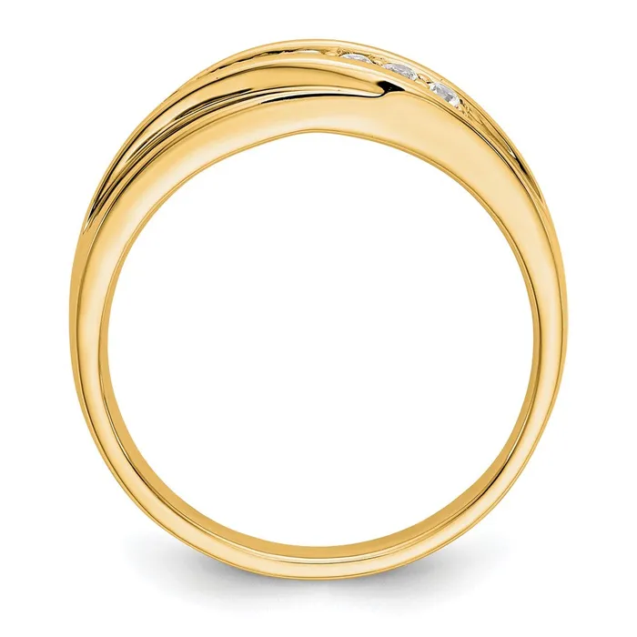 Goldia Rings 025ct CZ Solid Real 14K Yellow Gold Mens Wedding Band Ring