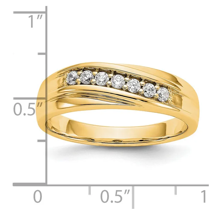 Goldia Rings 025ct CZ Solid Real 14K Yellow Gold Mens Wedding Band Ring