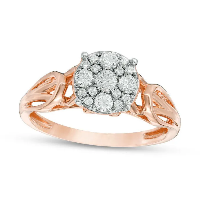 Goldia Rings 033 CT TW Composite Natural Diamond Loop Shank Engagement Ring in Solid 10K Rose Gold Goldia Rings 033 CT TW Composite Natural Diamond Loop Shank Engagement Ring in Solid 10K Rose Gold