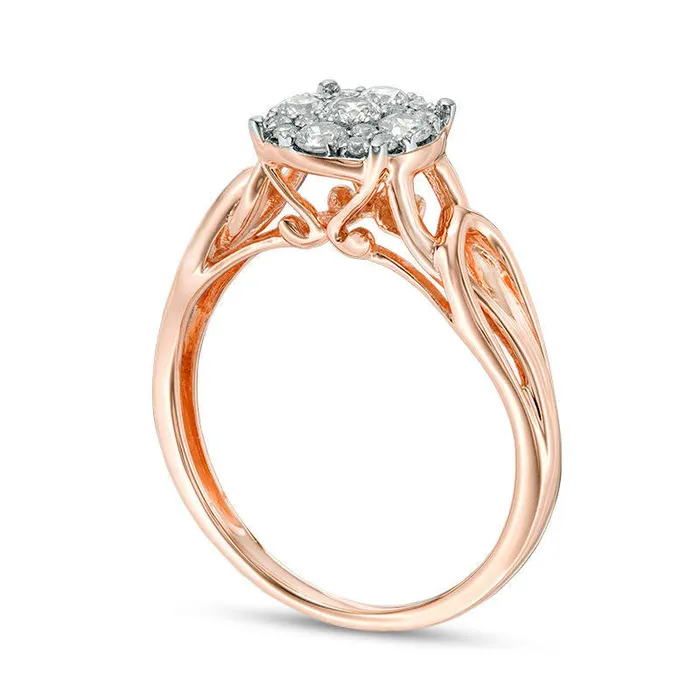 Goldia Rings 033 CT TW Composite Natural Diamond Loop Shank Engagement Ring in Solid 10K Rose Gold Goldia Rings 033 CT TW Composite Natural Diamond Loop Shank Engagement Ring in Solid 10K Rose Gold