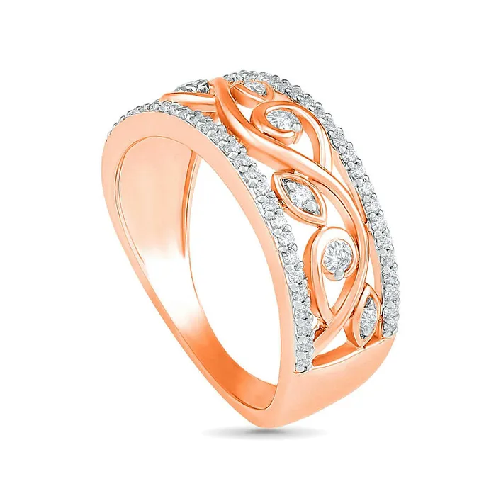 Goldia Rings 033 CT TW Natural Diamond Ornate Vine Ring in Solid 10K Rose Gold Goldia Rings 033 CT TW Natural Diamond Ornate Vine Ring in Solid 10K Rose Gold