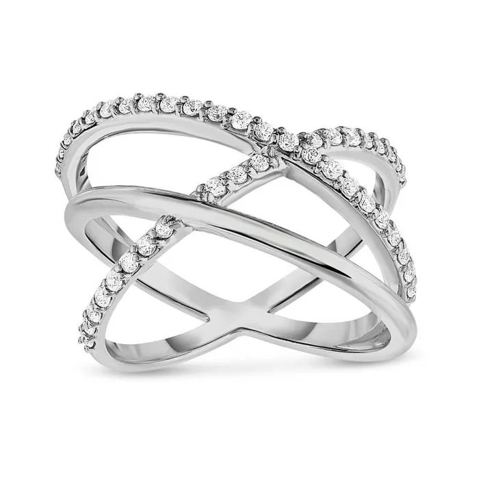 Goldia Rings 038 CT TW Natural Diamond Orbit Ring in Sterling Silver
