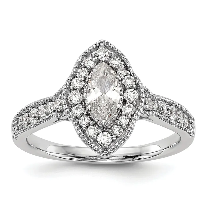 Goldia Rings 038ct CZ Solid Real 14K White Gold Marquise Halo Engagement Ring Goldia Rings 038ct CZ Solid Real 14K White Gold Marquise Halo Engagement Ring