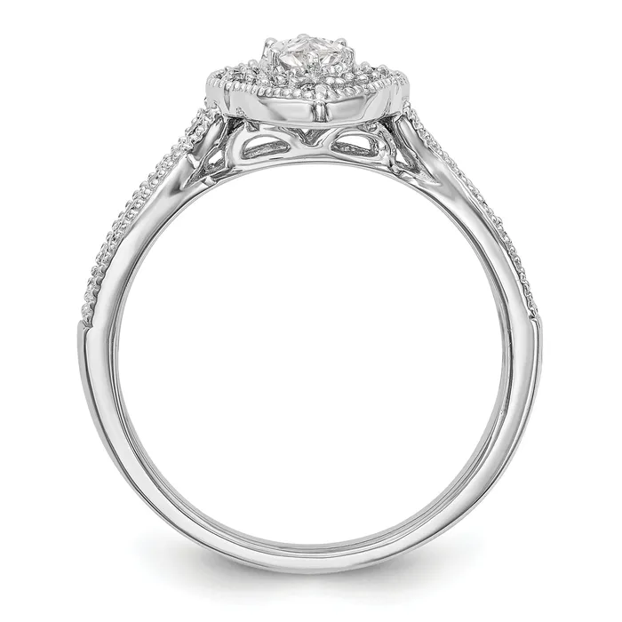 Goldia Rings 038ct CZ Solid Real 14K White Gold Marquise Halo Engagement Ring