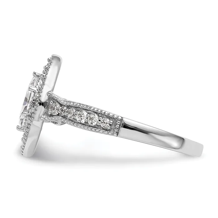 Goldia Rings 038ct CZ Solid Real 14K White Gold Marquise Halo Engagement Ring
