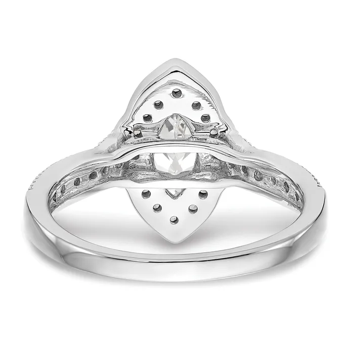Goldia Rings 038ct CZ Solid Real 14K White Gold Marquise Halo Engagement Ring