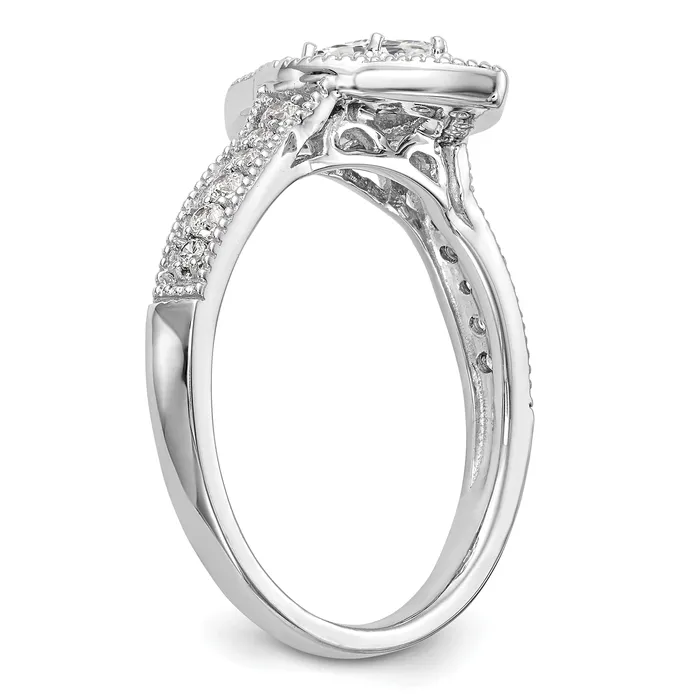 Goldia Rings 038ct CZ Solid Real 14K White Gold Marquise Halo Engagement Ring