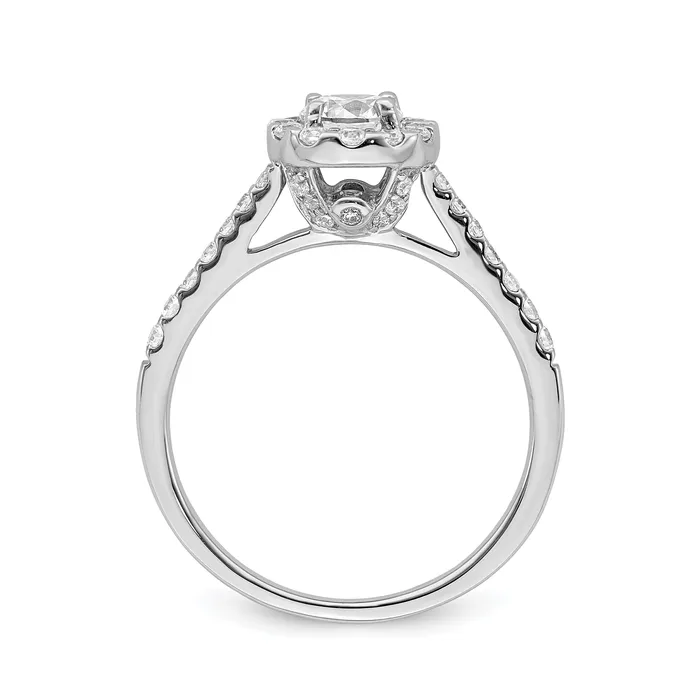 Goldia Rings 042ct CZ Solid Real 14k White Gold Halo Engagement Ring