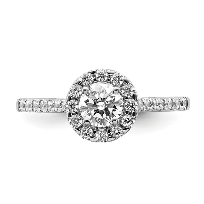 Goldia Rings 042ct CZ Solid Real 14k White Gold Halo Engagement Ring