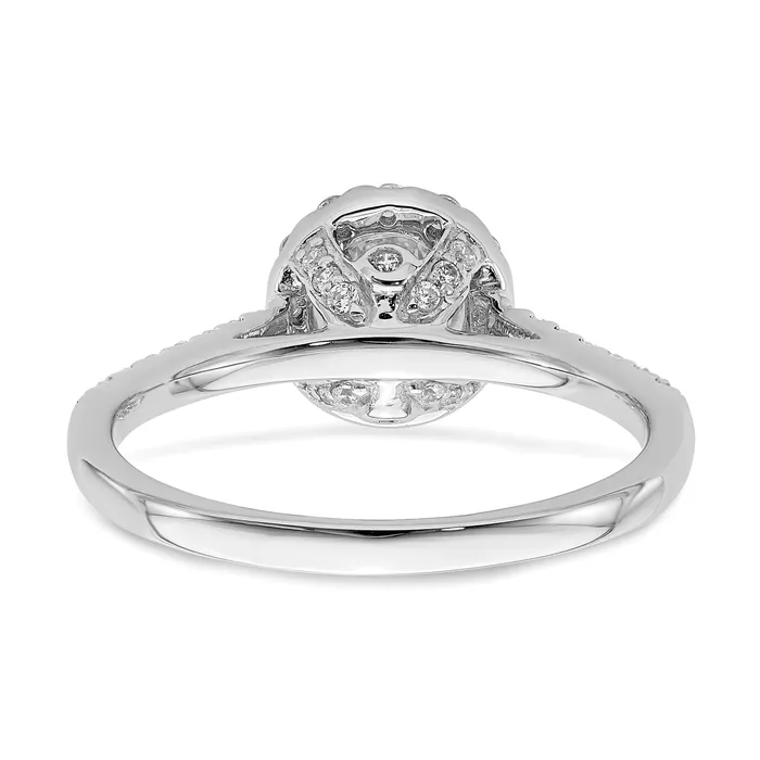 Goldia Rings 042ct CZ Solid Real 14k White Gold Halo Engagement Ring
