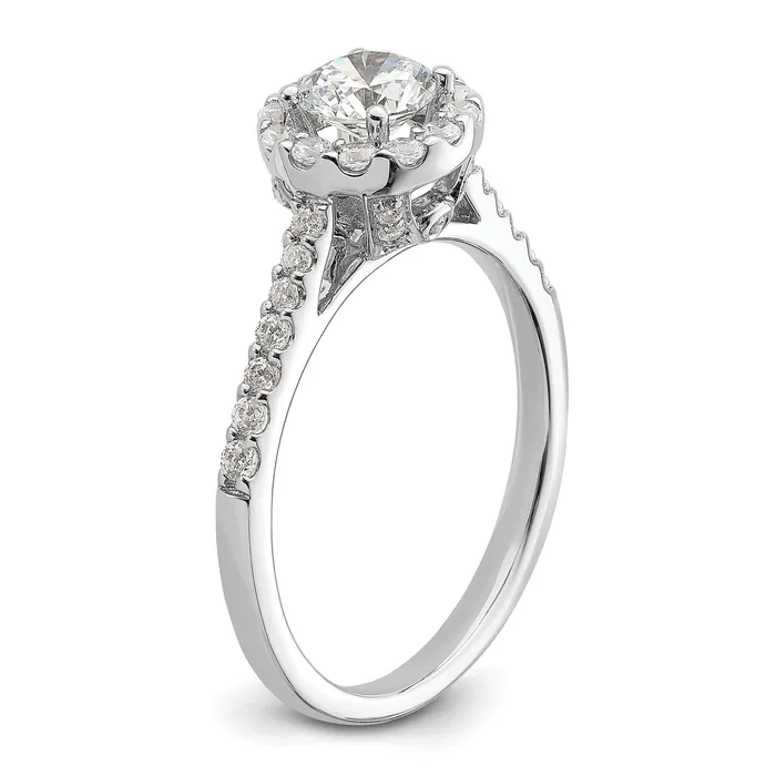 Goldia Rings 042ct CZ Solid Real 14k White Gold Halo Engagement Ring