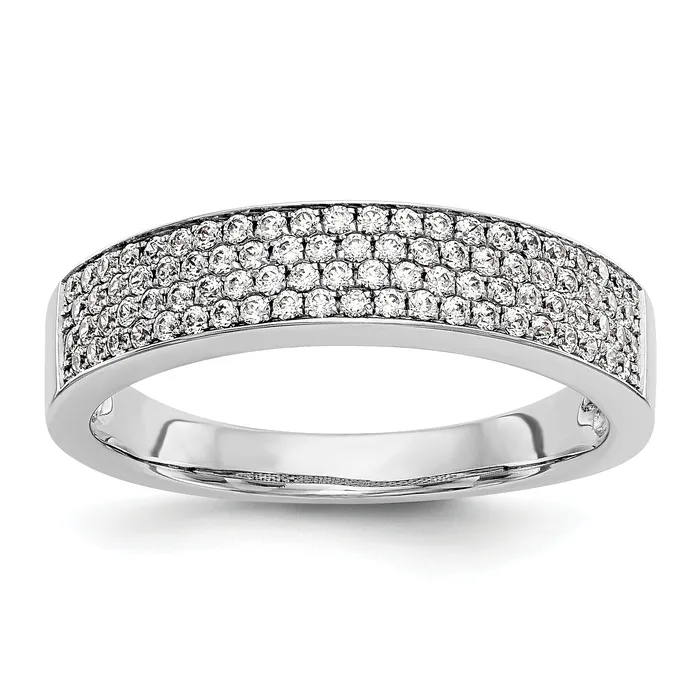 Goldia Rings 043ct CZ Solid Real 14K White Gold Micro Pave Wedding Band Ring Goldia Rings 043ct CZ Solid Real 14K White Gold Micro Pave Wedding Band Ring