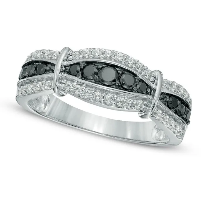 Goldia Rings 050 CT TW Enhanced Black and White Natural Diamond Fashion Band in Sterling Silver Goldia Rings 050 CT TW Enhanced Black and White Natural Diamond Fashion Band in Sterling Silver