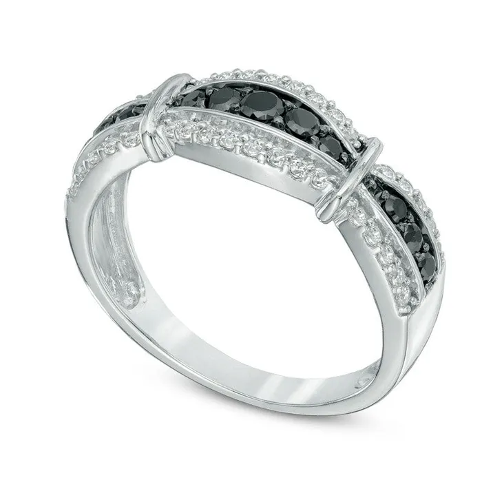 Goldia Rings 050 CT TW Enhanced Black and White Natural Diamond Fashion Band in Sterling Silver Goldia Rings 050 CT TW Enhanced Black and White Natural Diamond Fashion Band in Sterling Silver